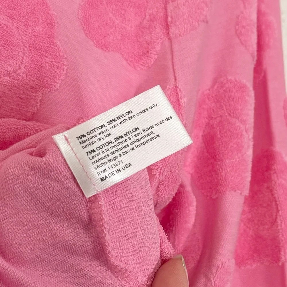 Frankies Bikinis Pink Floral Terry Cardigan and Wrap Skirt SET Size Medium NEW